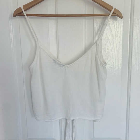 JAY JAYS | White Linen Button Crop Tie Front Cami Top - Picture 4 of 4